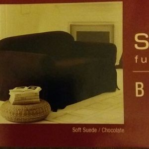 NWT SURE FIT BROWN SUEDE 3 SEATER COUCH COVER